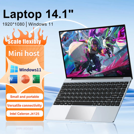 MaiChai Laptop 14.1"Intel Celeron J4125 notebook gamer 6GB RAM 1TB SSD 1920*1080 Resolution Office Study PC Computer Windows 11